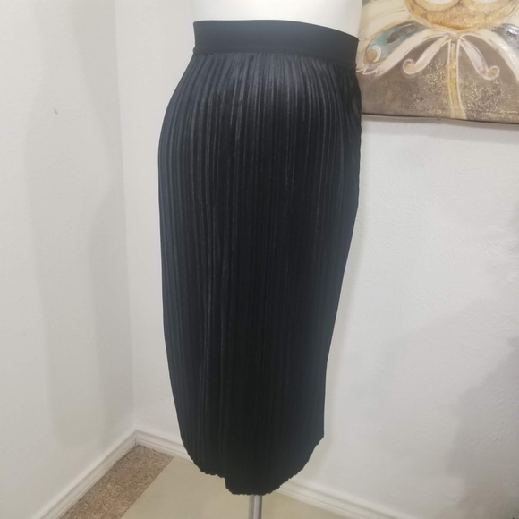 Lands End Maxi Pleated Skirt Wide Elastic Waistband Black Size XS Formal Classic - Picture 6 of 8